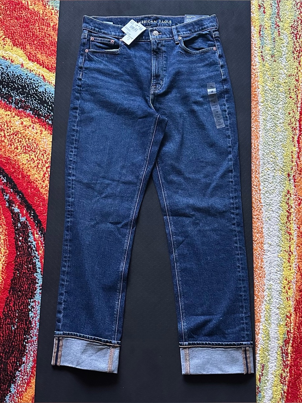 American Eagle Women’s Super High Rise Straight Leg Cuffed Jeans